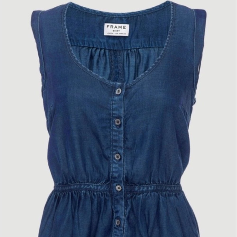 Frame Sleeveless Denim Peplum Blouse